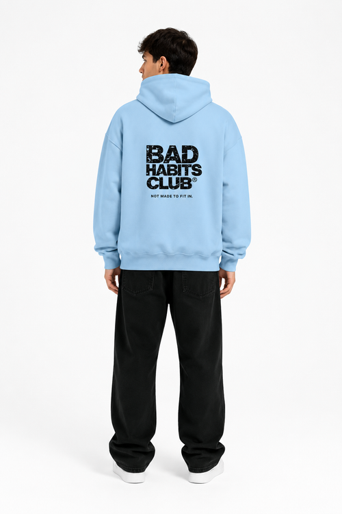 BAD HABITS CLUB Hoodie – Baby Blue / Pink